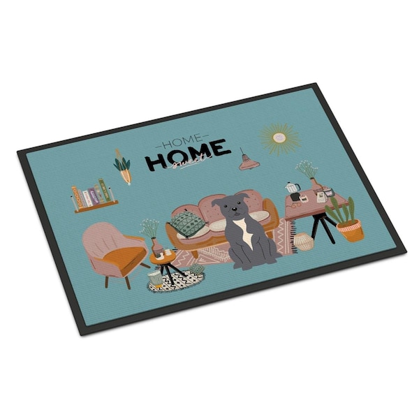 Carolines Treasures 24 x 36 in. Blue Staffordshire Bull Terrier Sweet Home Indoor or Outdoor Mat CK7891JMAT - main